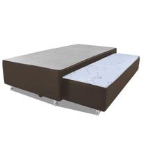 Cama Box Bicama Auxiliar Solteiro Sintético Espuma 8cm 88x188x40 Marrom