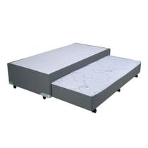 Cama Box Bicama Auxiliar Solteiro Suede Espuma 8cm 40x78x188 Cinza
