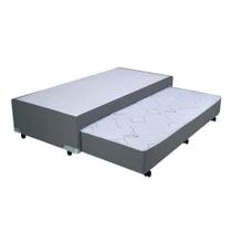 Cama Box Bicama Auxiliar Solteiro Suede Espuma 8cm 40x88x188 Cinza