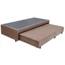 Cama Box Bicama Auxiliar Solteiro Suede Espuma 8cm 88x188x40 Marrom