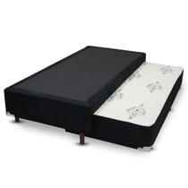 Cama Box Bicama Auxiliar Solteiro Suede Espuma 8cm 88x188x40 Preto