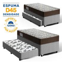 Cama Box Bicama com Colchão de Espuma D45 Solteiro Ortobom ISO 150 com Auxiliar de Molas Unique Solteiro 88 cm