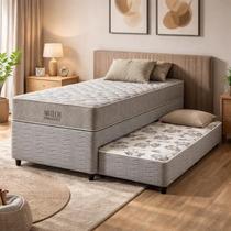Cama Box Bicama com Colchão de Molas Ensacadas Ortobom AirTech SpringPocket com Auxiliar de Molas Unique Solteiro 88 cm