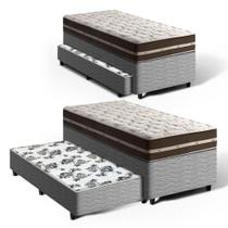Cama Box Bicama com Colchão de Molas Solteiro Anjos Classic Superlastic + Auxiliar de Espuma Unique Solteiro 88cm