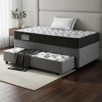 Cama Box Bicama Com Colchão Ortobom de Espuma D33 ISO 100 Auxiliar de Espuma Unique Solteiro 88 cm
