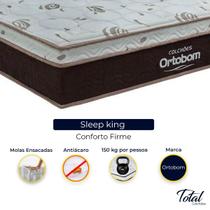 Cama Box Bipartido Casal Branco e Colchão Sleep King Molas Ensacadas Ortobom