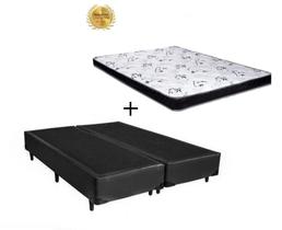 Cama Box Bipartido Casal Preto + Colchão Espuma D28 138x188x12 Cama Box Bipartido Casal Preto + Colchão Espuma D28 138x188x12