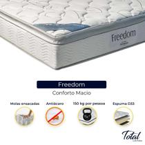 Cama Box Bipartido Casal Preto e Colchão Freedom Molas Ensacadas Ortobom