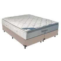 Cama Box Bipartido King Bege e Colchão Freedom Molas Ensacadas Ortobom