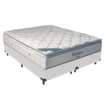 Cama Box Bipartido King Branco e Colchão Freedom Molas Ensacadas Ortobom