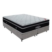 Cama Box Bipartido King Cinza e Colchão Elegant Superpocket Molas ensacadas Ortobom Cama Box Bipartido King Cinza e Colchão Elegant Superpocket Molas ensacadas Ortobom