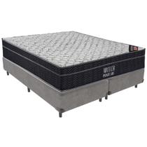 Cama Box Bipartido King Size Cinza e Colchão Airtech Progressive Molas Ensacadas Ortobom