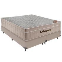 Cama Box Bipartido Queen Bege e Colchão Airtech Spring Pocket M. Ensacadas Ortobom