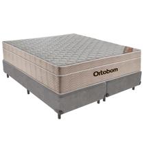 Cama Box Bipartido Queen Cinza e Colchão Airtech Spring Pocket M. Ensacadas Ortobom