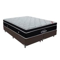 Cama Box Bipartido Queen Marrom e Colchão Elegant Superpocket Molas ensacadas Ortobom