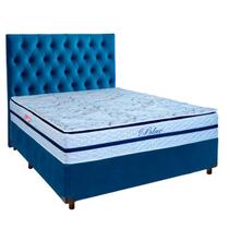 Cama + Box Blindado e Colchão Molas Ensacadas Casal - Blue Paropas + Cabeceira