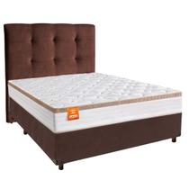 Cama + Box Blindado e Colchão Molas Ensacadas Casal - Isis Real Inducol + Cabeceira
