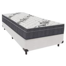 Cama Box Blindado e Reforçado Solteiro branco e Colchão Airtech 100 Espuma D33 Ortobom