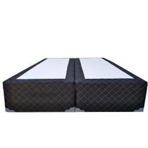 Cama Box Blindado King Bipartido AColchoes Poliéster Preto 40x193x203 Cama Box Blindado King Bipartido AColchoes Poliéster Preto 40x193x203