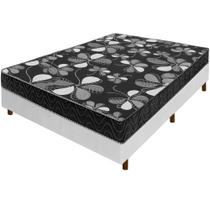 Cama Box Branca + Colchão Casal Florencia Espuma D28 Liso 138x188x51cm