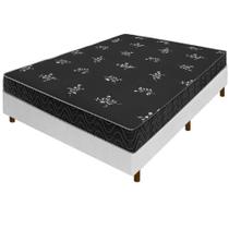 Cama Box Branca + Colchão Casal Salta Liso Espuma D23 138x188x54cm