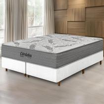 Cama Box Branca + Colchão Queen Size Córdoba Molas Ensacadas Duo Face 158x198x70cm - Macio