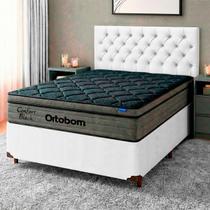 Cama Box Branco + Cabeceira + Colchão Casal Confort Black Ortobom