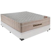 Cama Box Branco e Colchão Airtech SpringPocket Molas Ensacadas Casal Ortobom