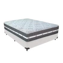 Cama Box Branco e Colchão Black Graphite Molas Ensacadas Casal 138x188X27 Anjos