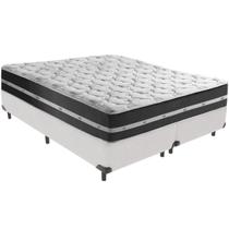 Cama Box Branco e Colchão Classic Preto Molas ensacadas King Anjos Cama Box Branco e Colchão Classic Preto Molas ensacadas King Anjos