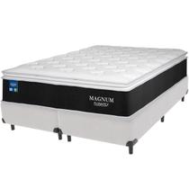 Cama Box Branco e Colchão Magnum Molas Ensacadas King Plumatex