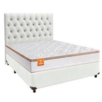 Cama + Box Branco e Colchão Molas Ensacadas Casal - Isis Inducol + Cabeceira