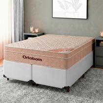 Cama + Box Branco e Colchão Molas Ensacadas Queen - Ortobom