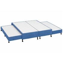 Cama Box c/2 Auxiliares Casal Poli Blue Castor 138x188x27 Cama Box c/2 Auxiliares Casal Poli Blue Castor 138x188x27