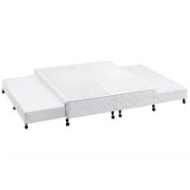 Cama Box c/2 Auxiliares Casal Poli White Castor 138x188x27 Cama Box c/2 Auxiliares Casal Poli White Castor 138x188x27