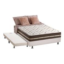 Cama Box c/Auxiliar Casal: Colchão Anjos Superlastic Classic Marrom + Base CRC Courano Branco(138x188)