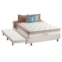 Cama Box c/Auxiliar Casal: Colchão Anjos Superlastic King Best Clean 28 + Base CRC Courano Branco(138x188)