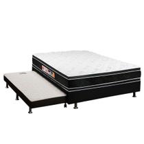 Cama Box c/Auxiliar Casal: Colchão Espuma Castor D33 Black e White DF + Base CRC Courano Black(138x188)