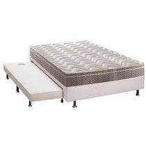Cama Box c/Auxiliar Casal: Colchão Espuma Paropas D33 Confort Ultra Firme + Base CRC Courano White(138x188)