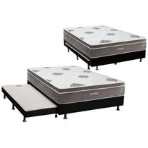 Cama Box c/ Auxiliar Casal: Colchão Inovaflex Ensacadas Essential+Base CRC Corano Black (138x188)