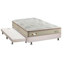 Cama Box c/Auxiliar Casal: Colchão Pelmex MasterPocket Night Bambu+ Base CRC Courano Branco(138x188)