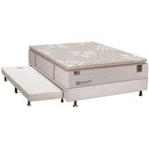 Cama Box c/Auxiliar Casal: Colchão Sealy Posturepedic Royal Comfort Plus + Base CRC Courano Branco(138x188)