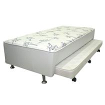 Cama Box c/Auxiliar Conjugado Solteiro: Colchão Ortopédico Courano Bianco (88x188) Ortobom