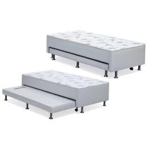 Cama Box c/Auxiliar Conjugado Solteiro: Colchão Ortopédico Courano Bianco (88x188) Ortobom