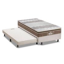 Cama Box c/Auxiliar Solteiro: Colchão Anatômico Probel D33/EP Guarda Costas Plus Brown + Base CRC Courano Branco(88x188)