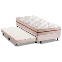 Cama Box c/Auxiliar Solteiro: Colchão Anjos MasterPocket Classic Bege + Base CRC Courano Branco(88x188) Cama Box c/Auxiliar Solteiro: Colchão Anjos MasterPocket Classic Bege + Base CRC Courano Branco(88x188)