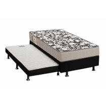 Cama Box c/Auxiliar Solteiro: Colchão Espuma Ortobom D26 Physical Ultra Resistente+Base CRC Courano Black(88x188)