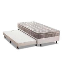 Cama Box c/Auxiliar Solteiro: Colchão Espuma Paropas D33 Confort Ultra Firme + Base CRC Courano White(88x188)