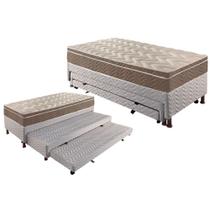 Cama Box c/Auxiliar Solteiro: Colchão Espuma Paropas D33 Confort Ultra Firme + Tricama Base CRC Rústico White(88x188)
