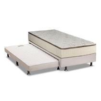 Cama Box c/Auxiliar Solteiro: Colchão Luckspuma Bonnel Montreal Spring + Base CRC Courano Branco(88x188)